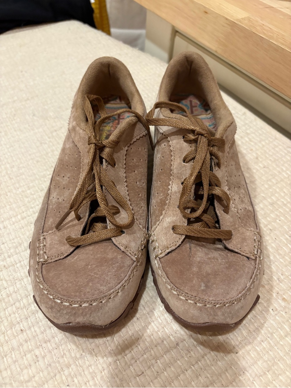 Skechers Women's Suede Lace-Up Shoes in Light Brown